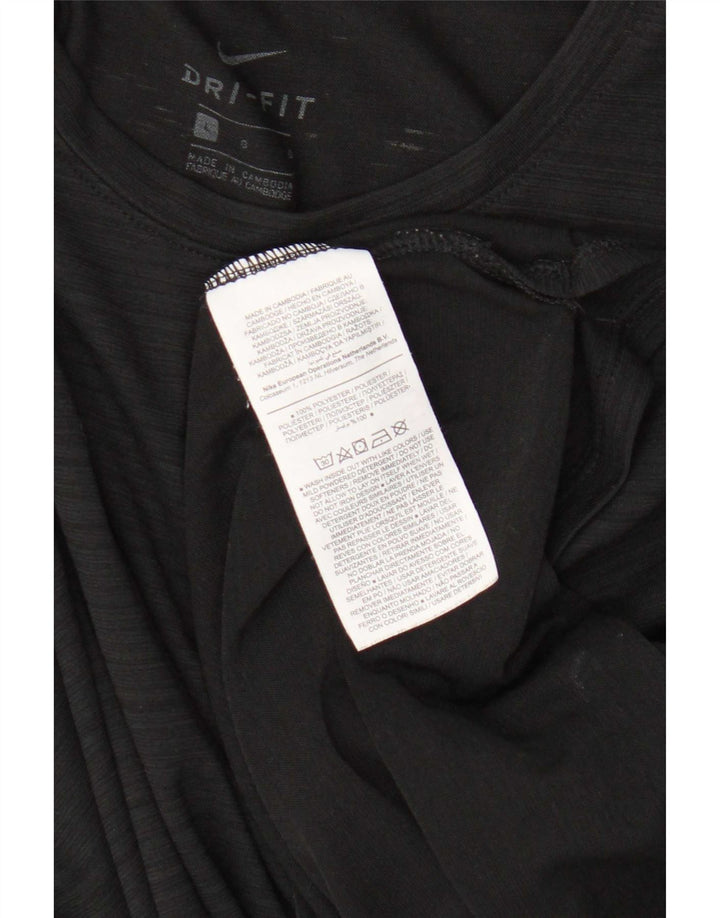 Nike Dri Fit Top da donna a maniche lunghe UK 16 grande poliestere a righe nere