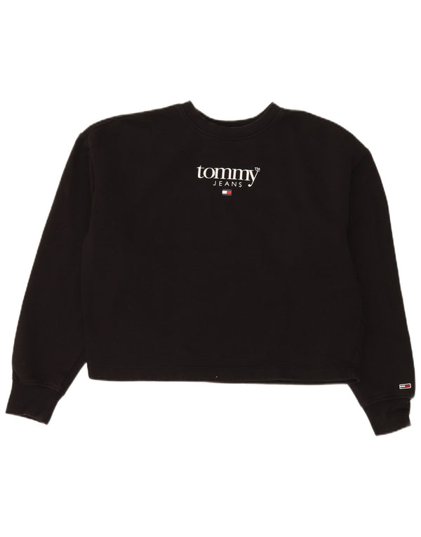 Felpa oversize con grafica da donna Tommy Hilfiger Maglione UK 10 Small Nero