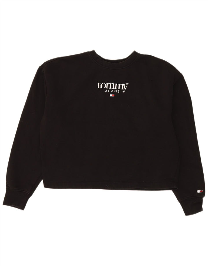 Felpa oversize con grafica da donna Tommy Hilfiger Maglione UK 10 Small Nero