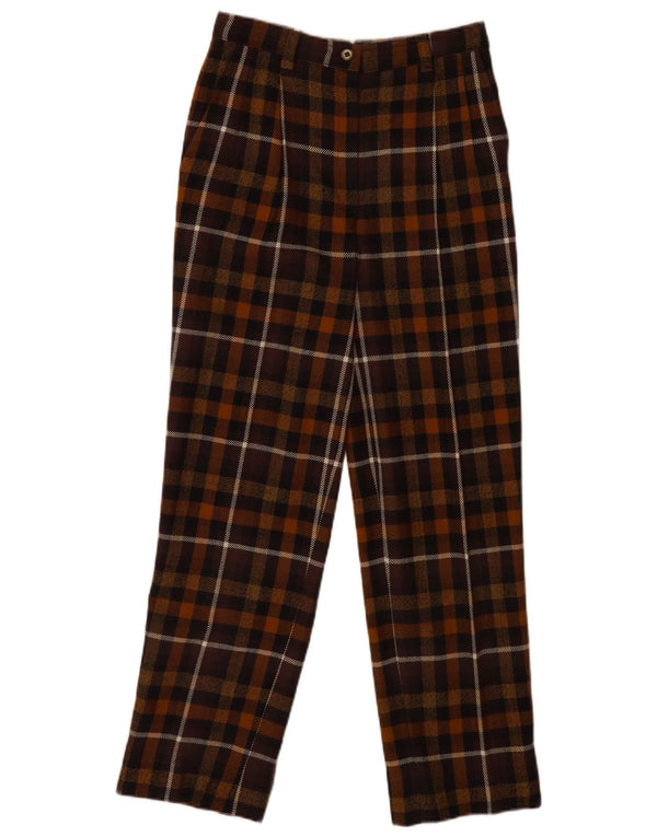Pantaloni casual con ancoraggio da donna vintage W26 L28 a quadri multicolore