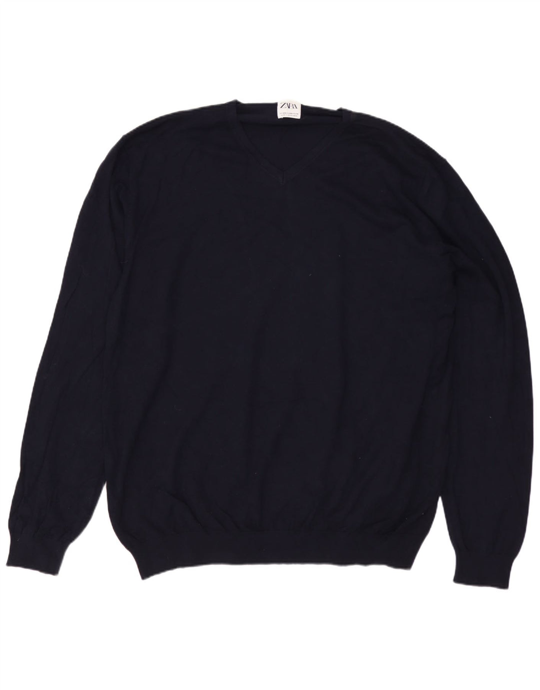Maglione ZARA da Uomo con Scollo a V 2XL Blu Navy in viscosa