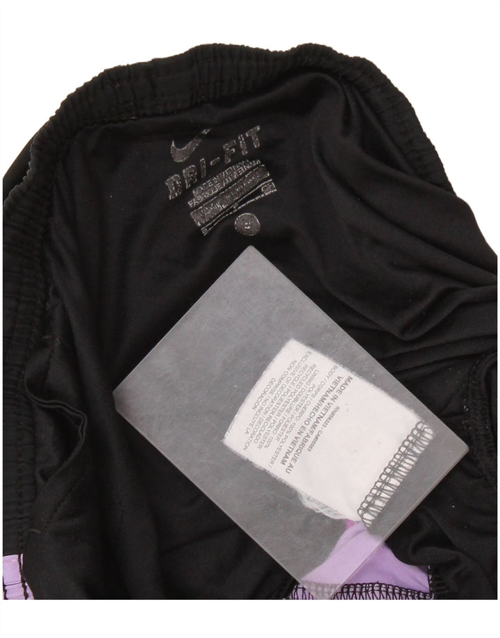 Pantaloncini sportivi NIKE da donna Dri Fit UK 10 piccoli in poliestere color block nero