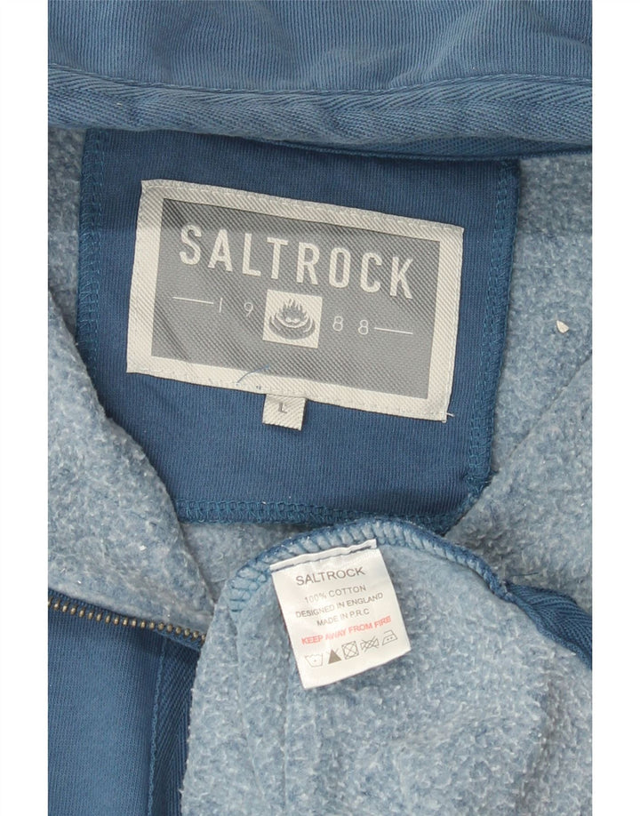 Saltrock Felpa da uomo con collo con zip, maglione grande, cotone blu