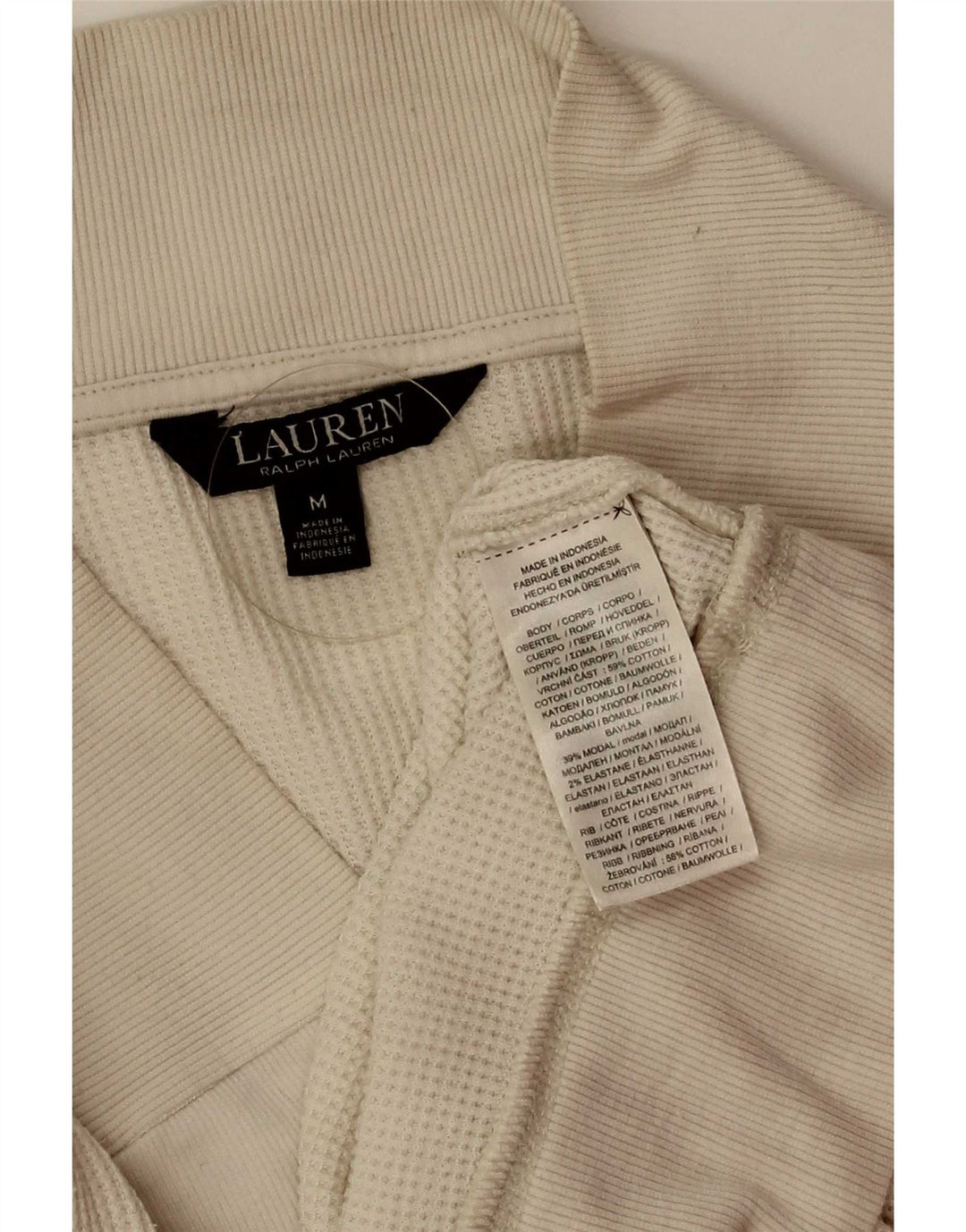 Felpa da donna Ralph Lauren con collo abbottonato, maglione UK 14, cotone bianco medio