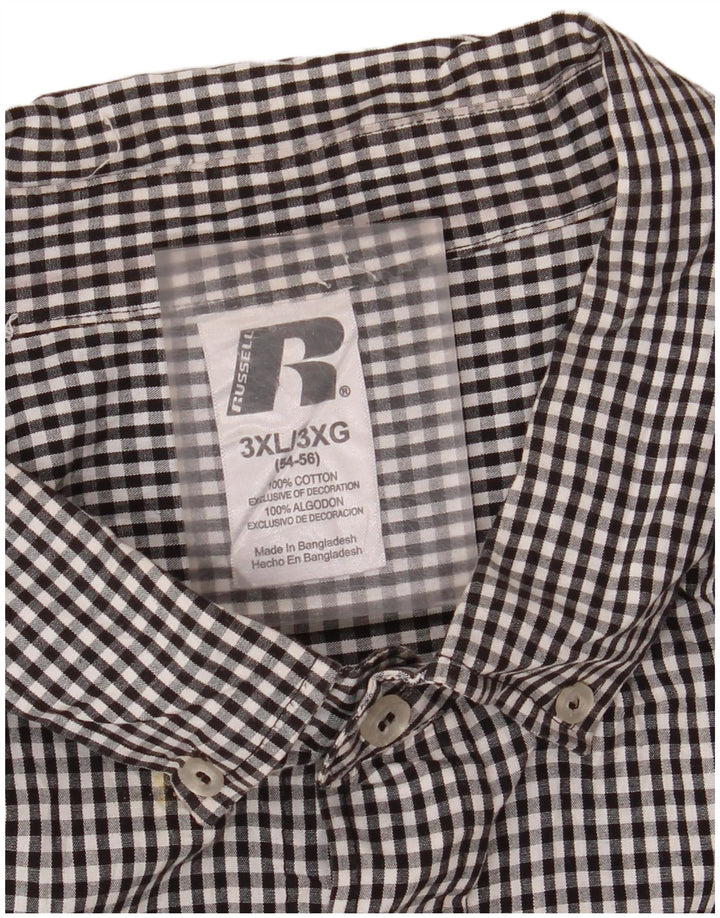 RUSSELL ATHLETIC Camicia da uomo Arkansas Razorbacks 3XL in cotone a quadretti nero