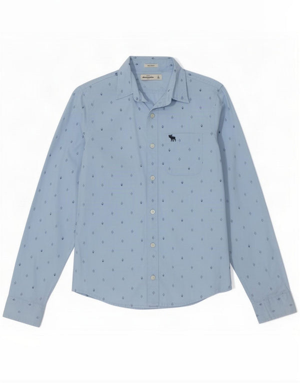 Abercrombie & Fitch Camicia muscolosa per ragazzi 15-16 anni XL Blu geometrico in cotone