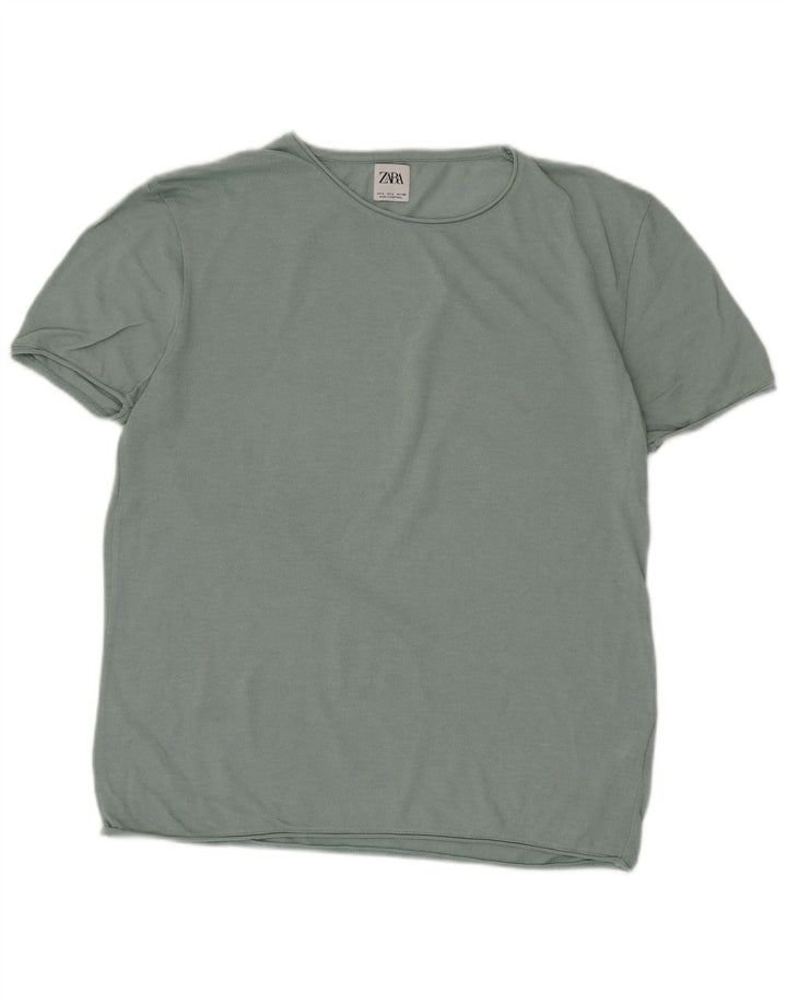 T-shirt Zara da uomo Top Large in cotone verde