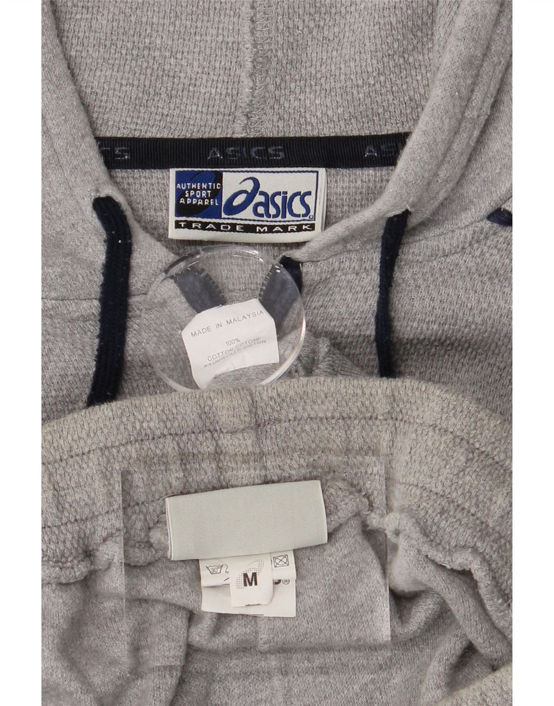 ASICS Mens Graphic Hooded Full Tracksuit Medium  Grey Cotton Vintage Asics and Second-Hand Asics from Messina Hembry 