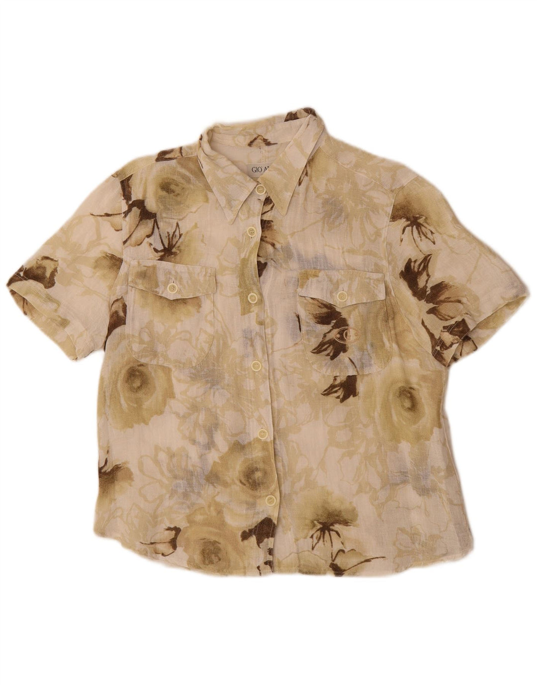 Camicia a maniche corte trasparente da donna Gio Anna IT 44 Beige medio floreale