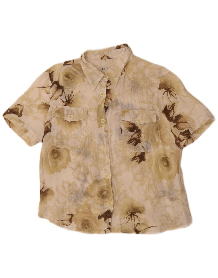 Camicia a maniche corte trasparente da donna Gio Anna IT 44 Beige medio floreale