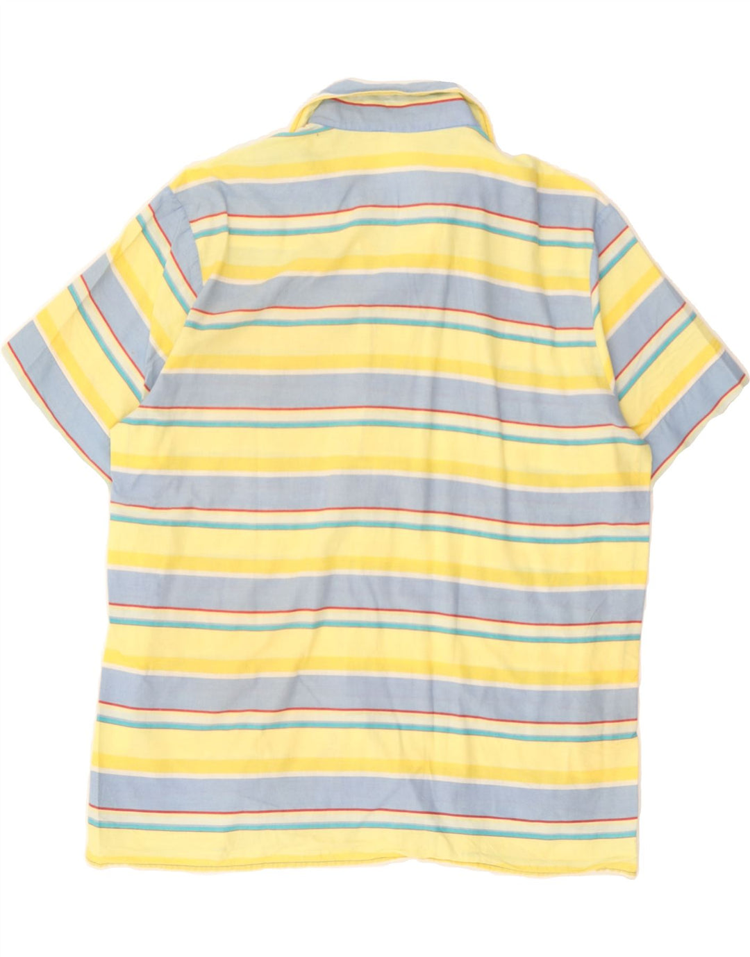 VINTAGE Mens Short Sleeve Shirt Medium Yellow Striped Vintage Vintage and Second-Hand Vintage from Messina Hembry 
