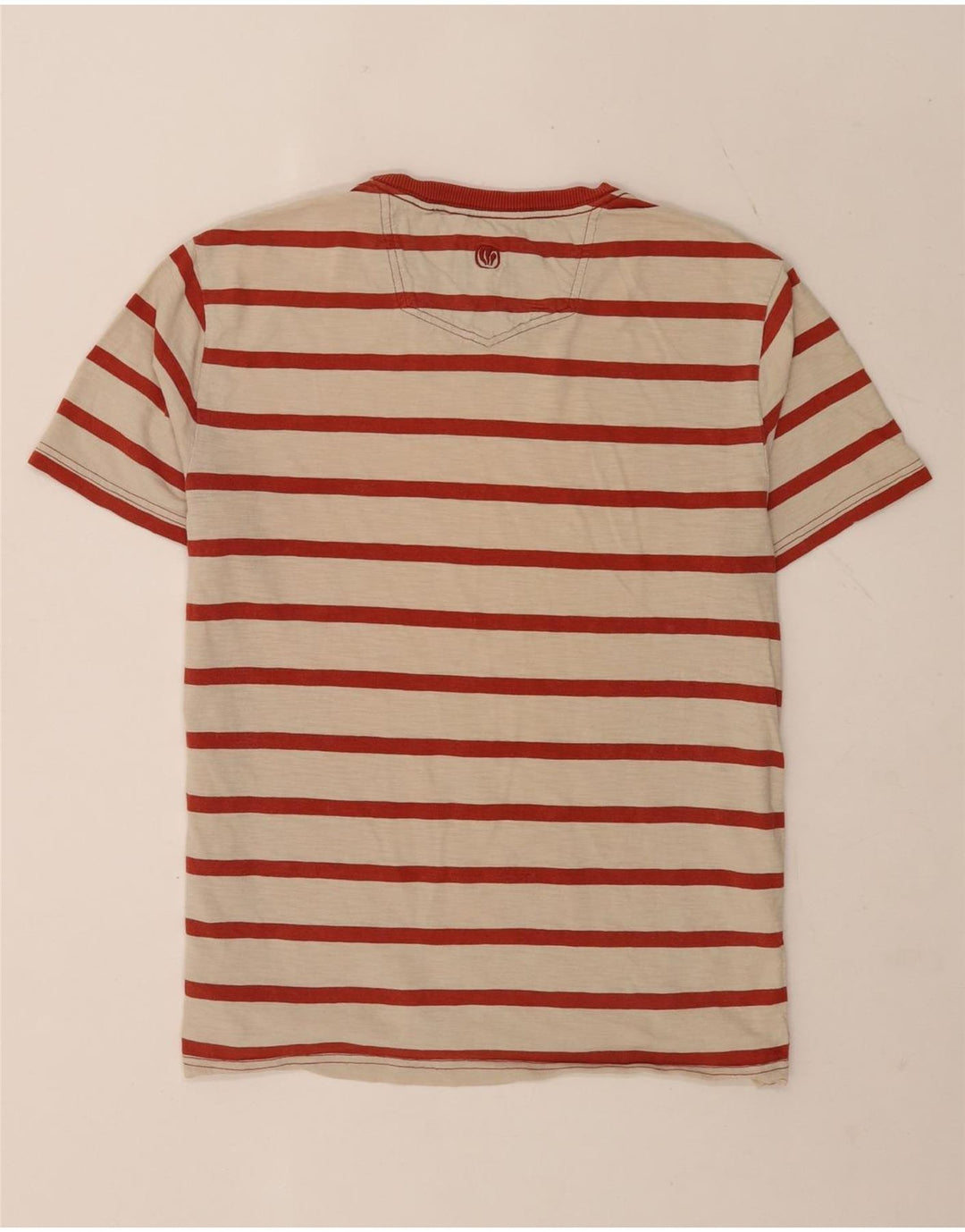 T-shirt da uomo Fat Face Top in cotone a righe beige medio