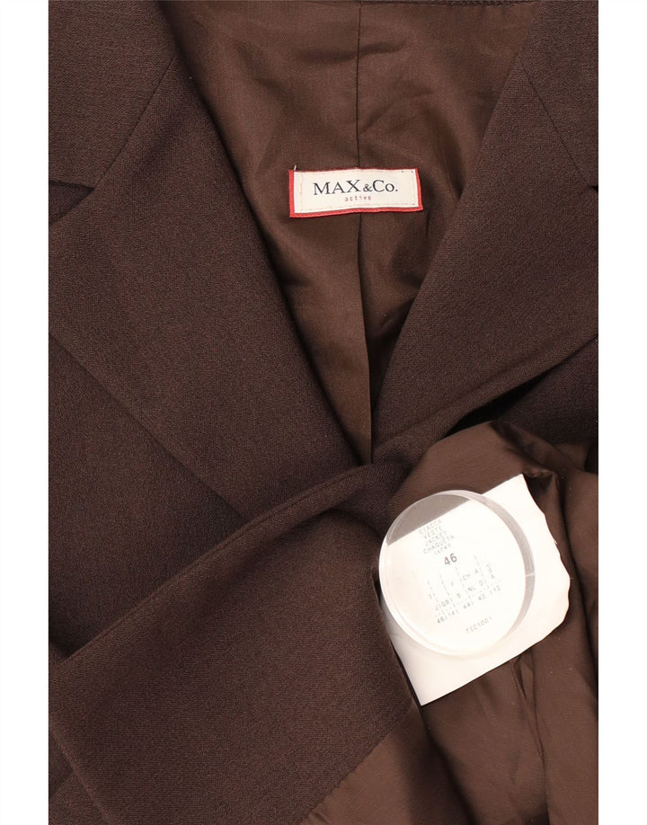 Max & Co. Giacca blazer a 3 bottoni da donna UK 14 Poliestere marrone medio