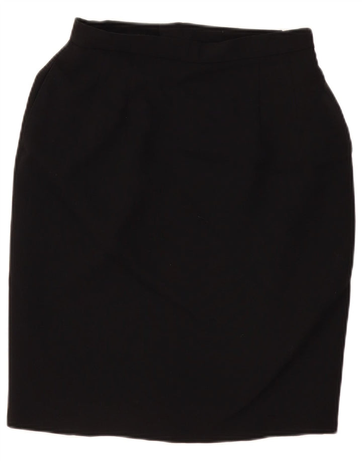Gonna a tubino vintage da donna W28 media in lana nera