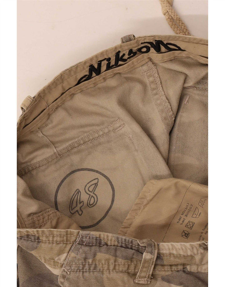 Pantaloncini cargo da uomo vintage IT 48 medi W34 cotone mimetico verde