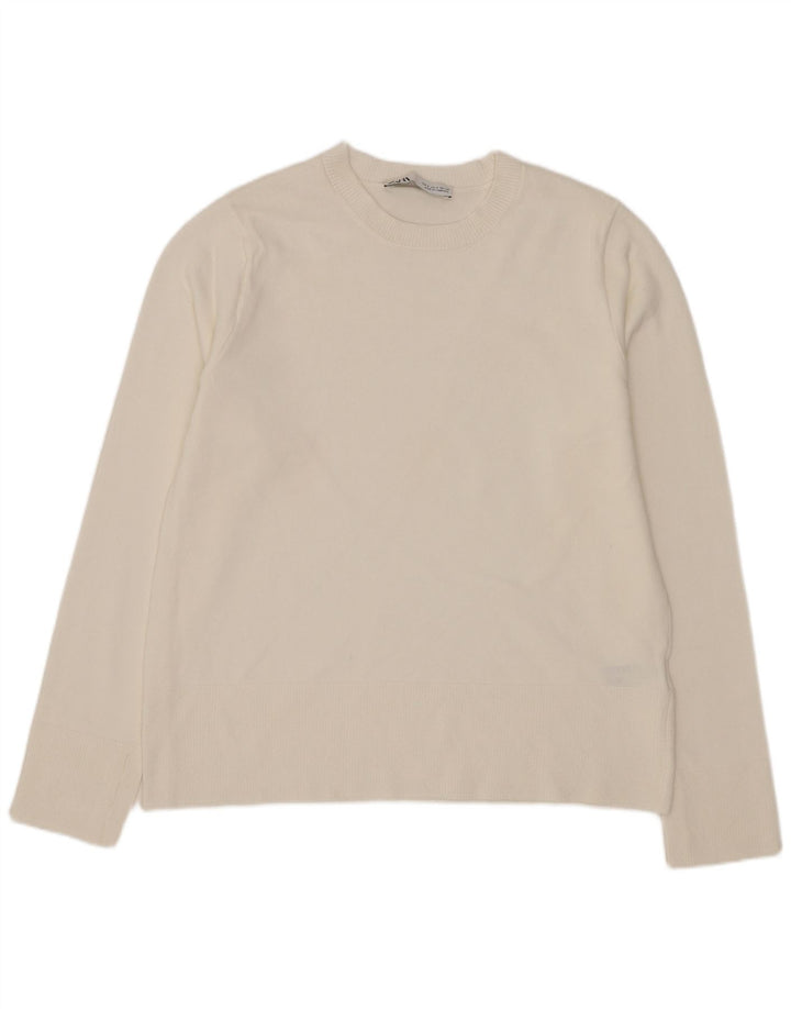 Maglione girocollo da donna Zara UK 10 piccolo in viscosa bianca