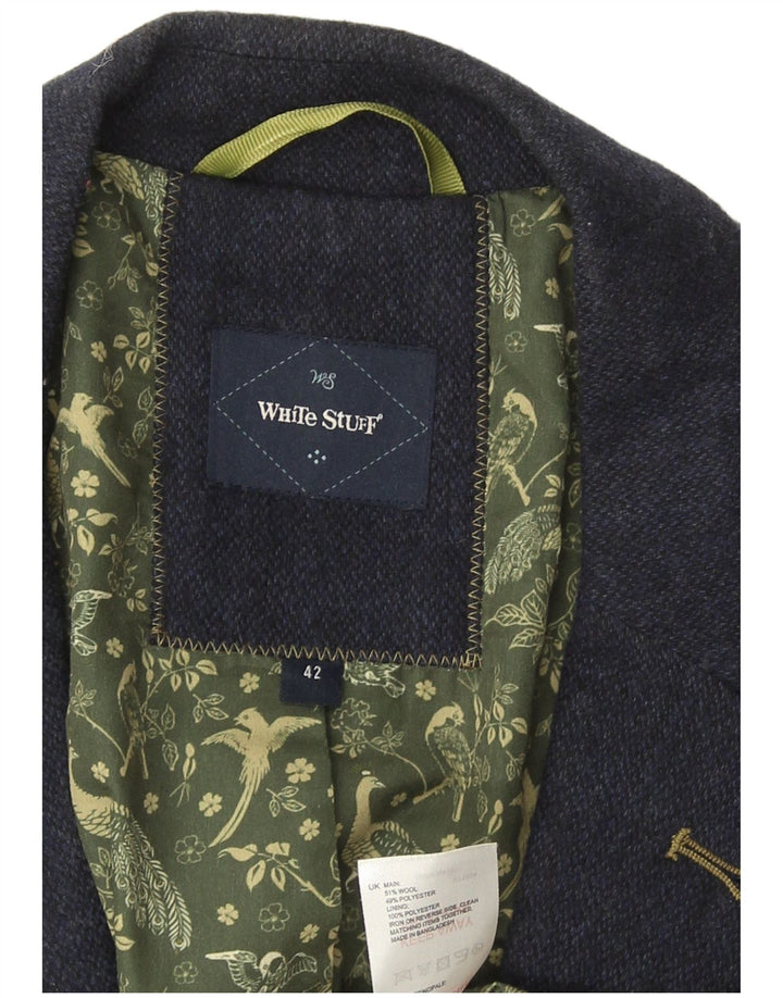 Giacca blazer a 2 bottoni da uomo White Stuff UK 42 XL Lana blu navy