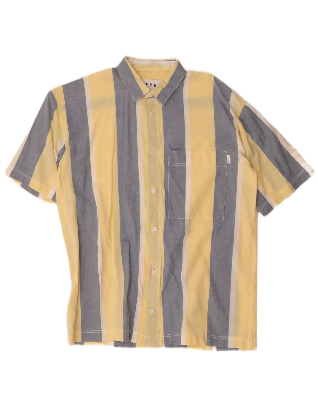 Camicia vintage da uomo a maniche corte a righe piccole gialle