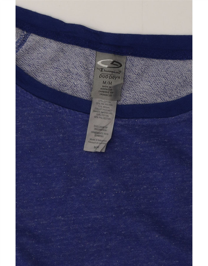 Felpa da donna CHAMPION Maglione UK 14 Cotone screziato blu medio