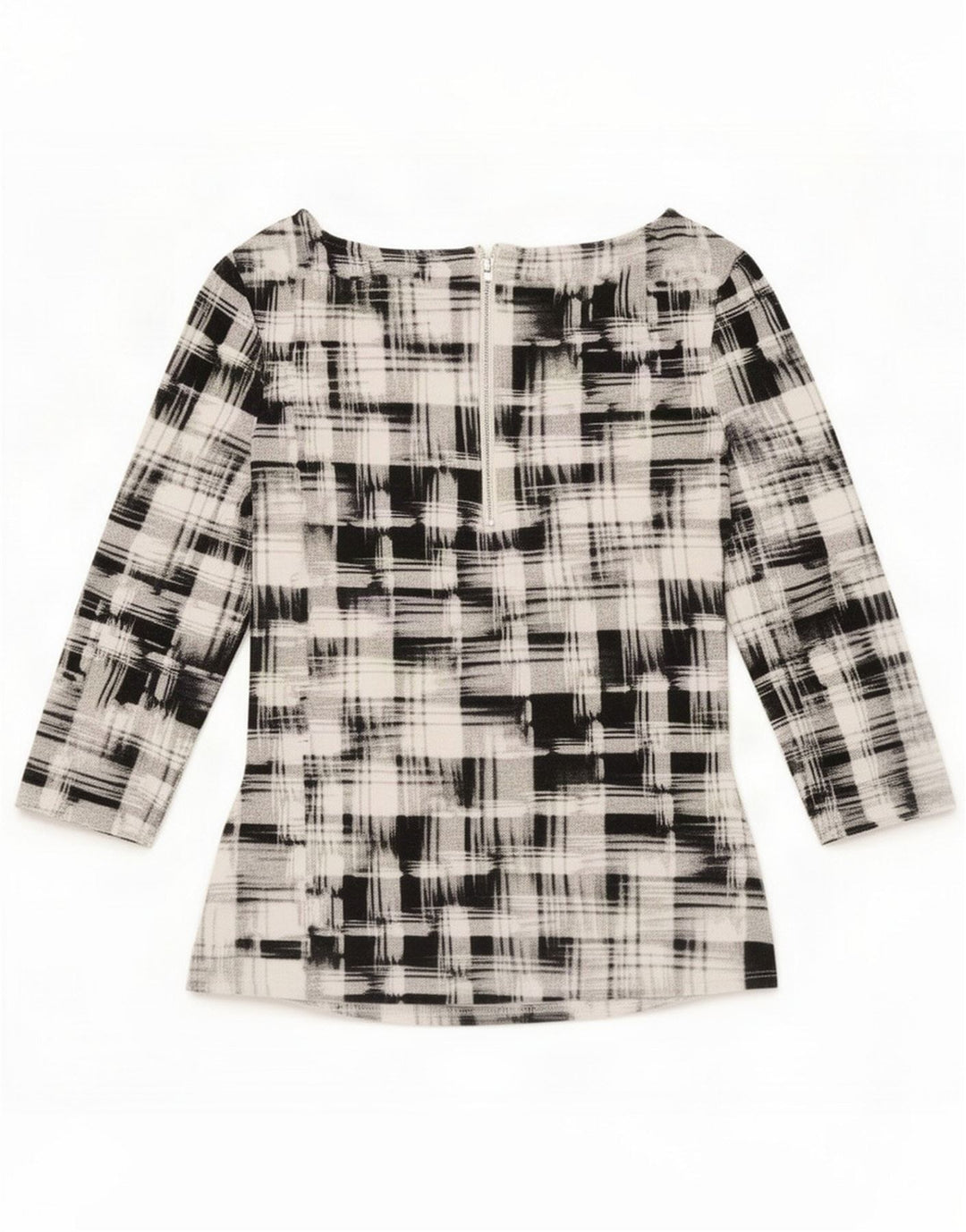 Phase Eight Camicetta da donna con maniche a 3/4 Top UK 12 Viscosa a quadri nera media