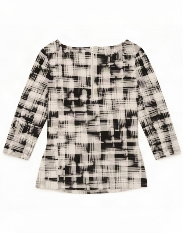 Phase Eight Camicetta da donna con maniche a 3/4 Top UK 12 Viscosa a quadri nera media