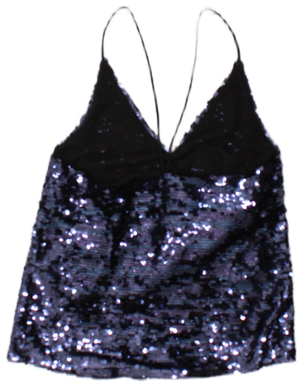 Canottiera con paillettes da donna Zara UK 10 piccola blu poliestere