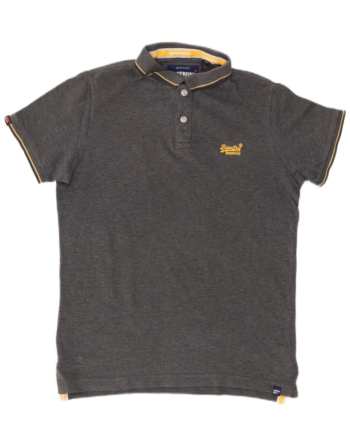 Polo da uomo SUPERDRY grande in cotone grigio