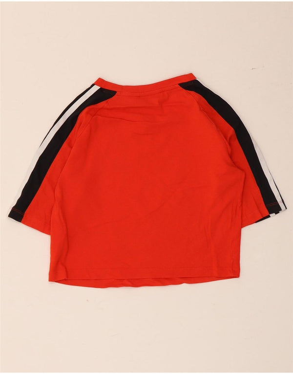 T-shirt grafica corta Adidas da donna Top UK 6 XS rosso color block in cotone