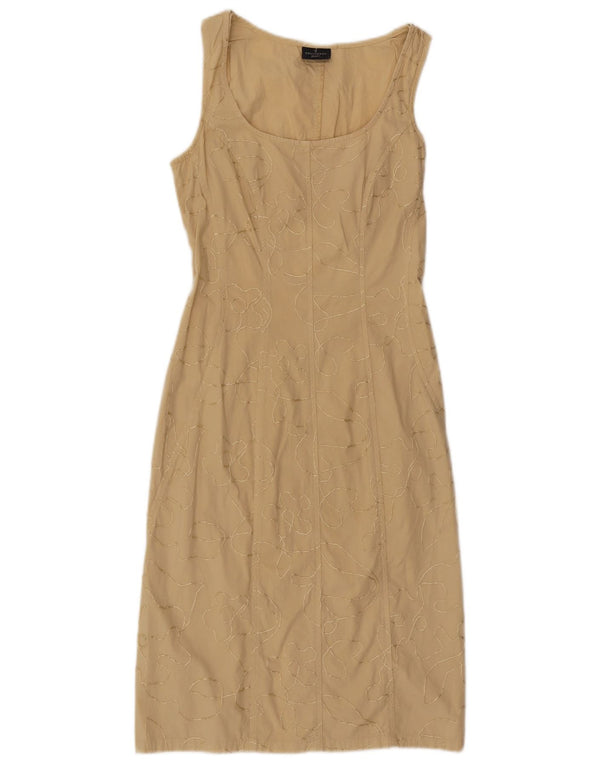 Abito Tubino Smanicato Donna Trussardi IT 40 Small Beige Geometrico Cotone