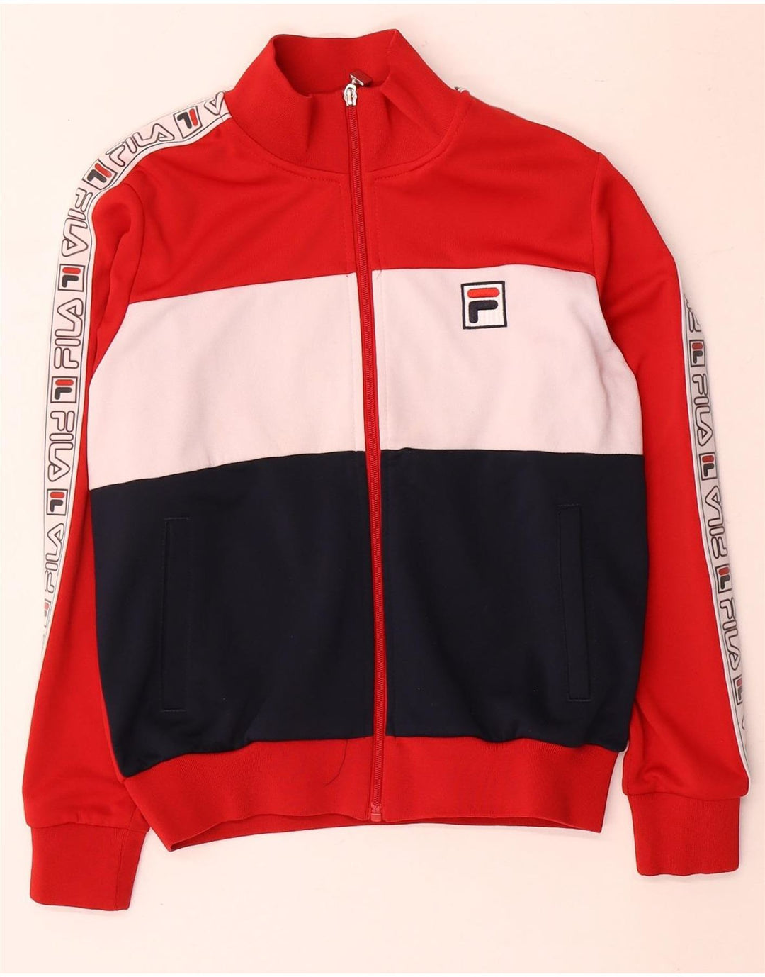 Giacca da ginnastica grafica da donna Fila UK 14 Medium Red Colourblock