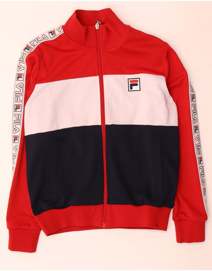 Giacca da ginnastica grafica da donna Fila UK 14 Medium Red Colourblock