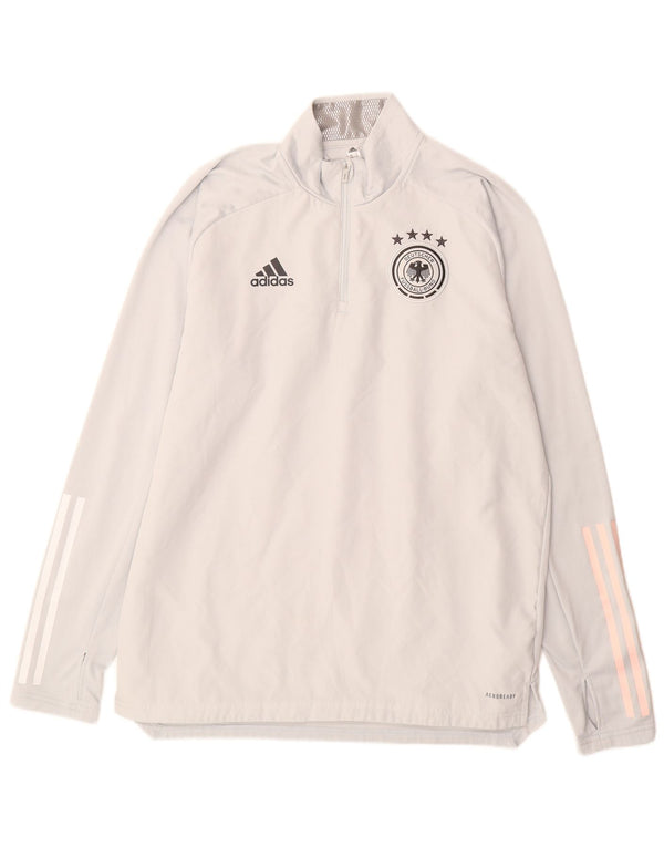 Adidas Uomo Deutscher Fussball Bund Pullover Tuta Top Grigio Medio