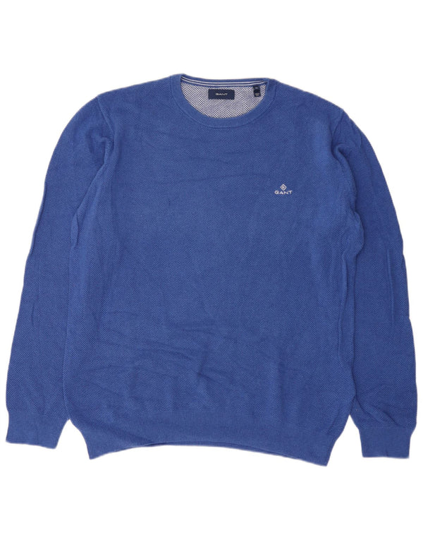 Maglione maglione girocollo da uomo Gant XL in cotone blu