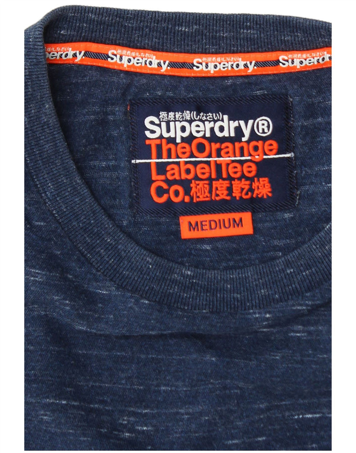 T-shirt da uomo SUPERDRY Top in cotone screziato blu medio