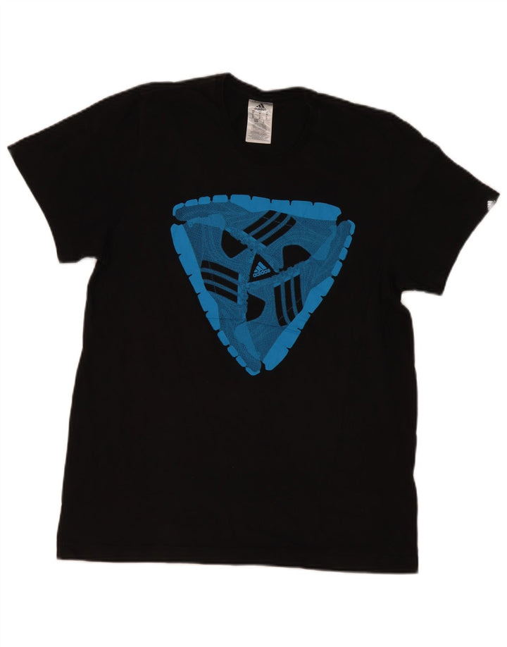 T-shirt grafica da uomo Adidas Top in cotone nero medio