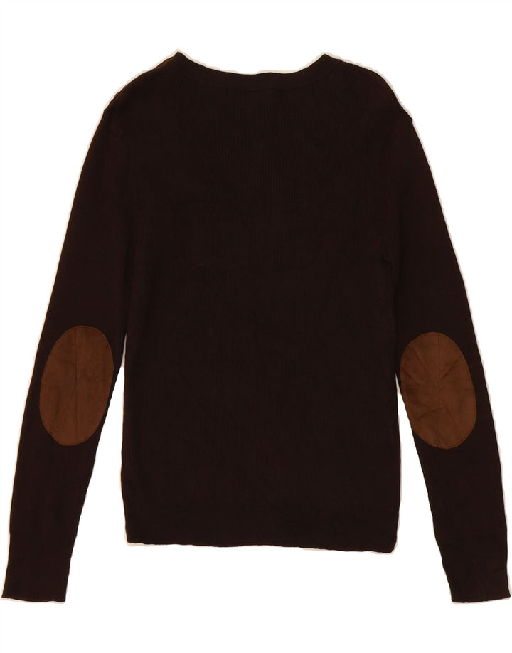RALPH LAUREN Womens Button Neck Jumper Sweater UK 8 Small Brown Cotton Vintage Ralph Lauren and Second-Hand Ralph Lauren from Messina Hembry 