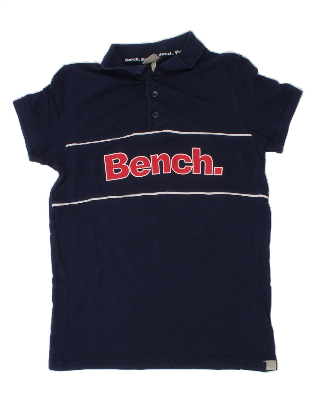 BENCH Boys Graphic Polo Shirt 10-11 Years Navy Blue Cotton Vintage Bench and Second-Hand Bench from Messina Hembry 