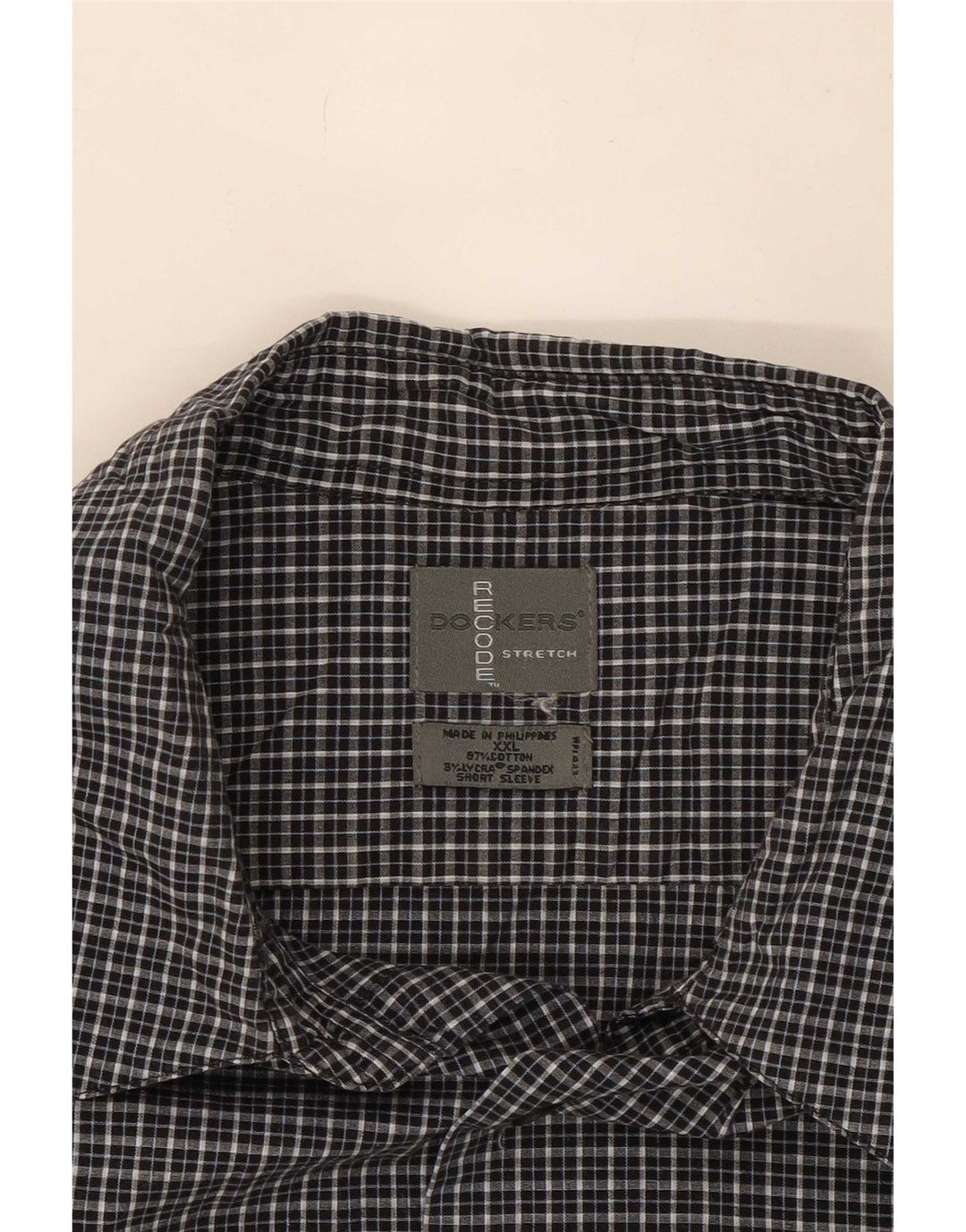Camicia a maniche corte da uomo Dockers 2XL in cotone a quadri nero