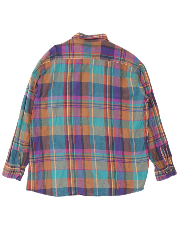 Camicia da uomo in flanella a quadri London Fog XL in cotone scozzese multicolore