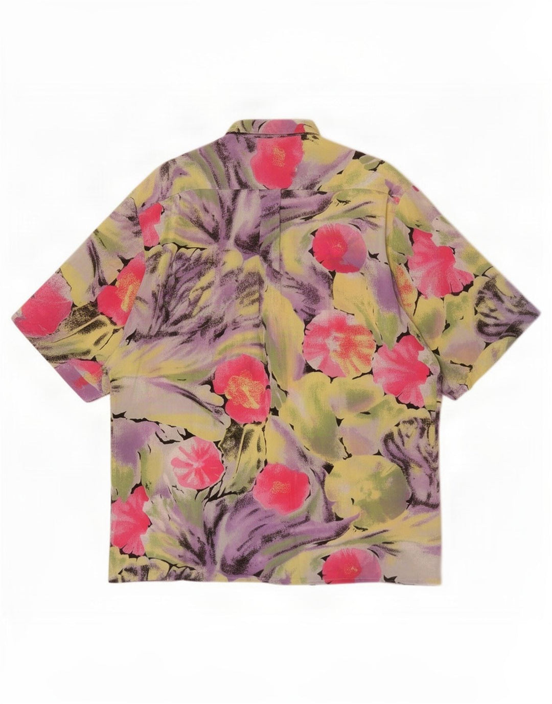 Camicia vintage da uomo a maniche corte in viscosa floreale multicolore media