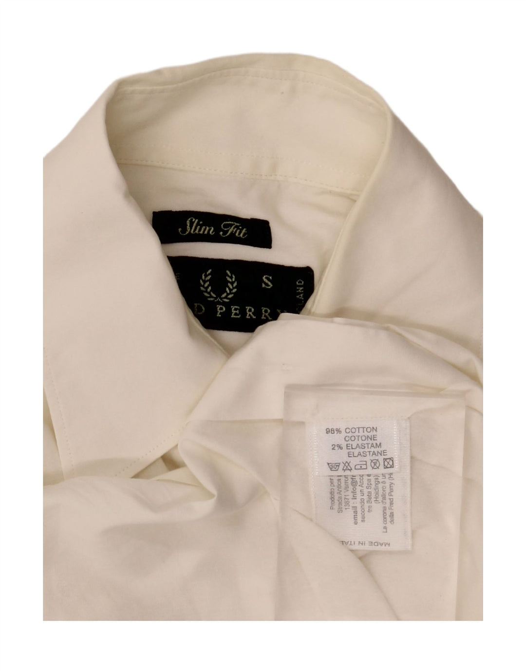 FRED PERRY Mens Slim Fit Shirt Small White Cotton