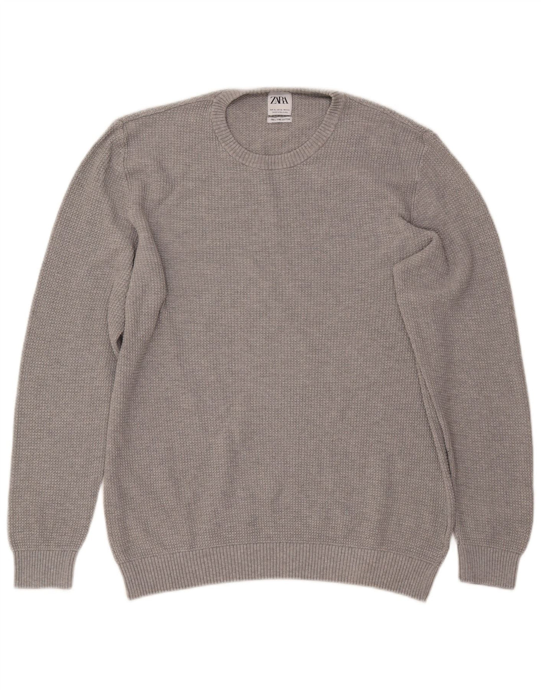 Maglione ZARA da uomo girocollo XL in cotone grigio