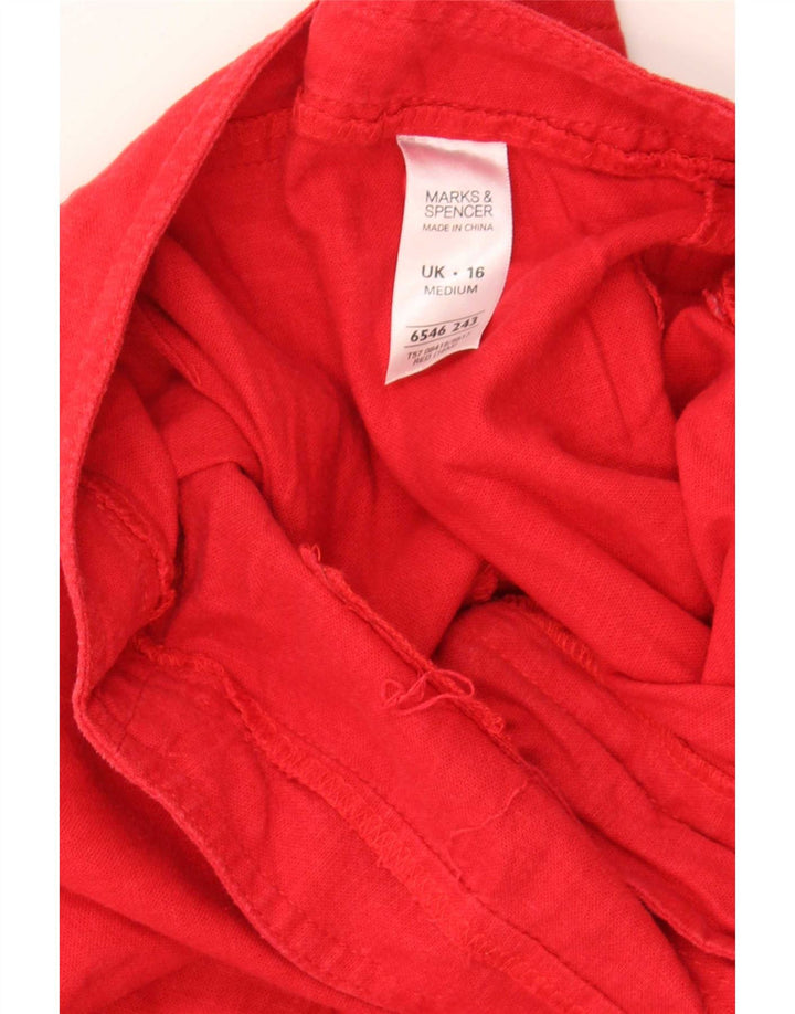 Bermuda da donna Marks & Spencer UK 16 Large W34 Lino rosso