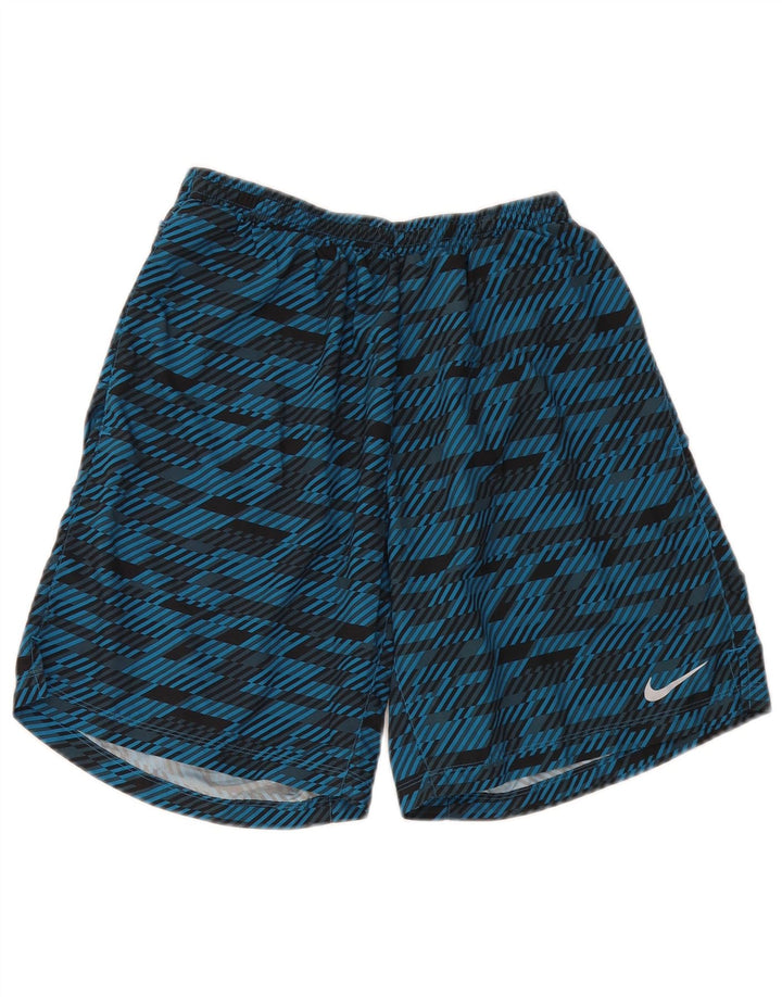 Pantaloncini sportivi Nike Dri Fit da uomo in poliestere geometrico blu medio
