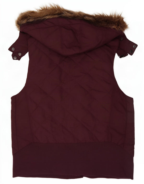 Gilet trapuntato con cappuccio da donna Marks & Spencer UK 22 3XL poliestere bordeaux