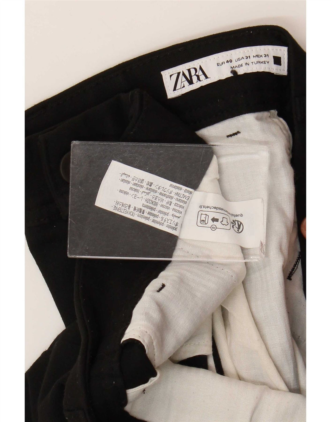 Pantaloni chino slim da uomo Zara EU 40 medio W31 L29 poliestere nero