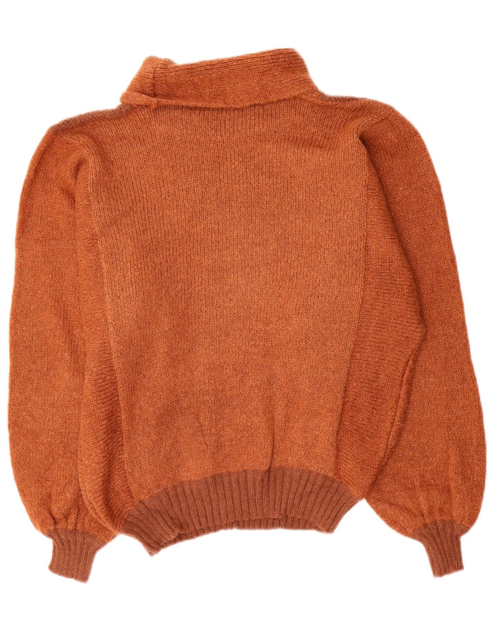 Maglione maglione vintage da donna con collo alto IT 46 Large Brown Colourblock
