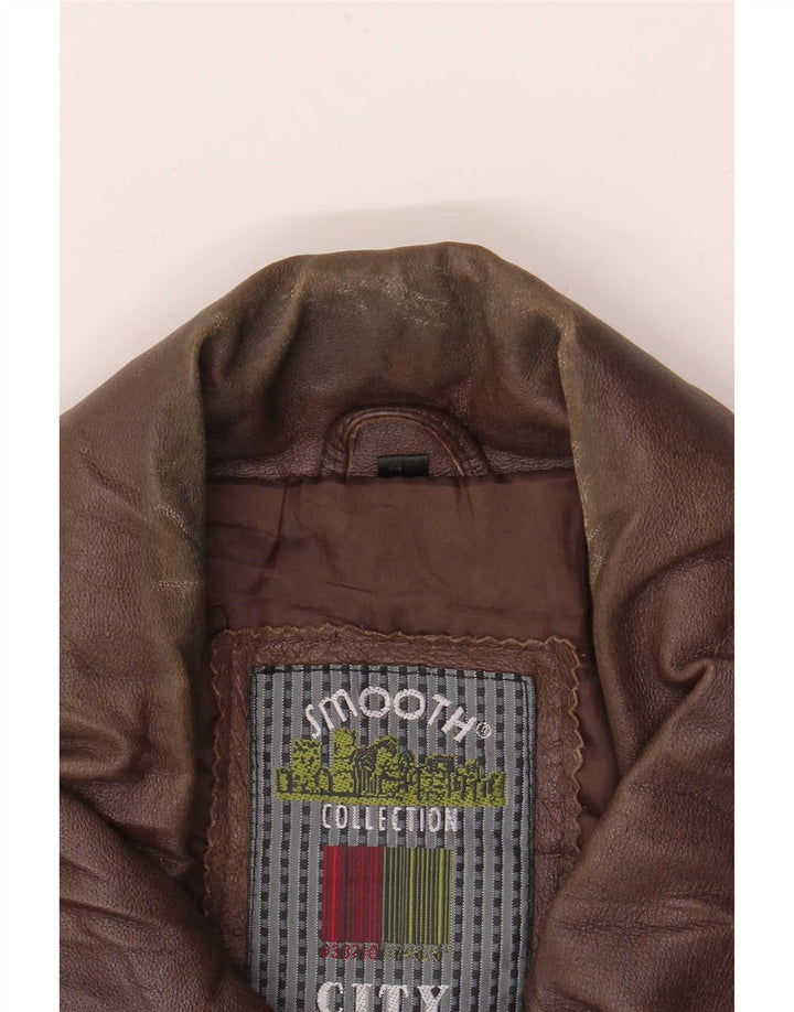 Giacca in pelle vintage da uomo IT 48 Marrone medio