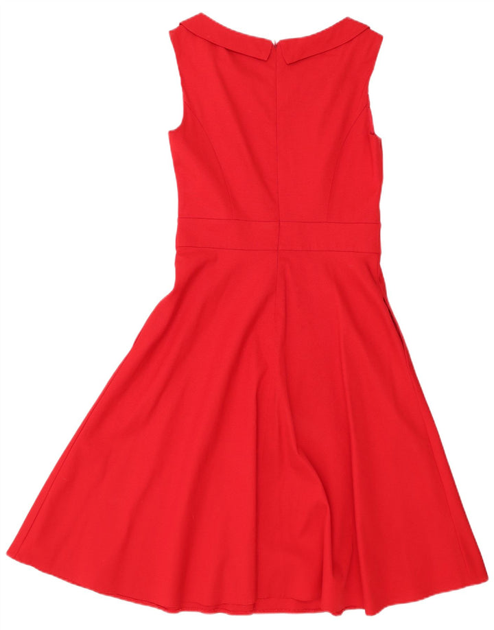 PHASE EIGHT Abito da donna senza maniche a trapezio UK 10 Piccolo acetato rosso