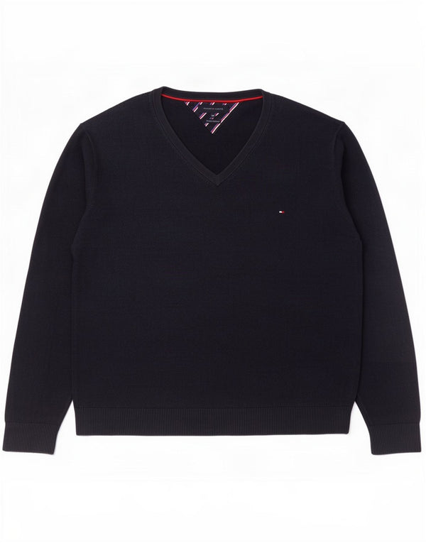 Maglione maglione con scollo a V da uomo Tommy Hilfiger 3XL cotone blu navy